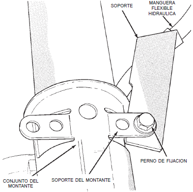 Fijación de la abrazadera de la manguera flexible hidráulica al montante