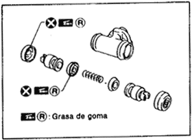 Componentes del cilindro de frenos traseros del nissan tsuru